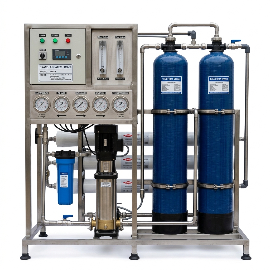 Divinepure Commercial 50 LPH Stainless Steel RO Plant